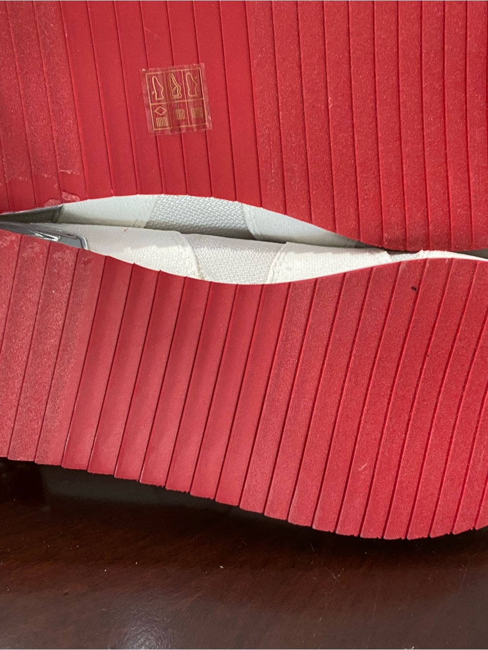 DKNY White Slip-On Mules with Red Logo and Pink Accent - Picture 7 of 12